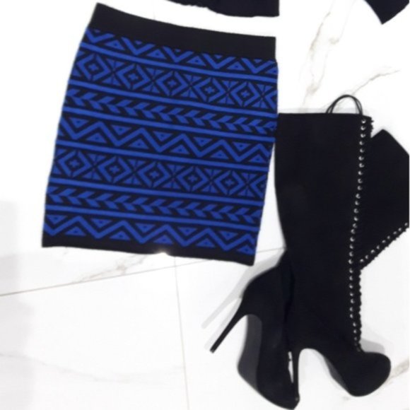 Vintage High Rise Geometric Knit Skirt - Picture 13 of 16